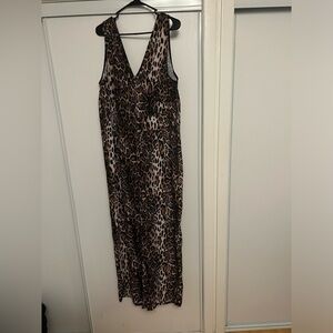 ASOS DESIGN Curve corset detail jumpsuit in leopard print